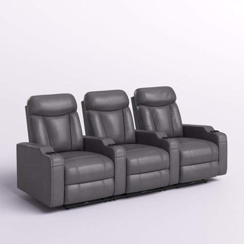 Wade Logan® Faux Leather Power Reclining Home Theater Seating with Cup